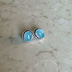 NWOT Sundance Wolf Moon Earrings, Blue Chalcedony, Sterling Silver